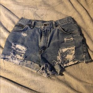 Wrangler high waited jean shorts. Distressed and super comfy.